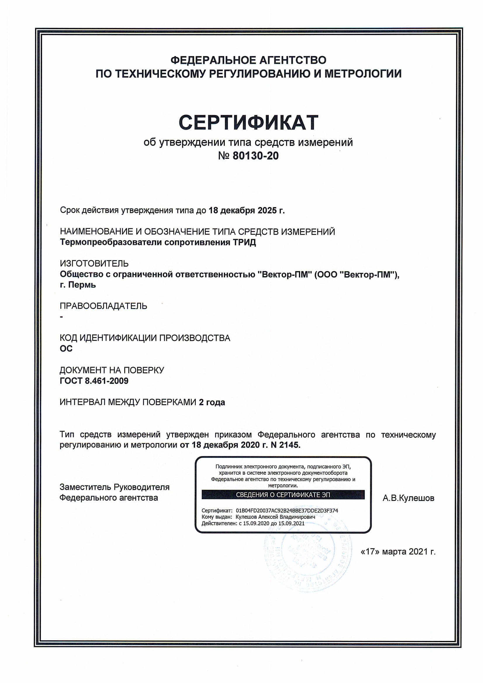 Сертификат ОТ (термосопротивления)